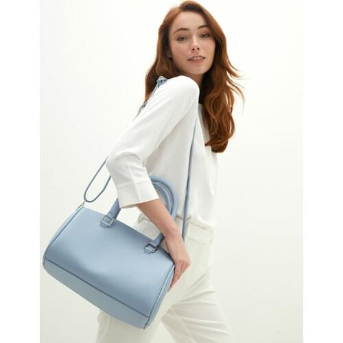 Womens PVC Fabric Adjustable And Removable Shoulder Strap Barrel-Shaped Bag Daily Casual Office Style