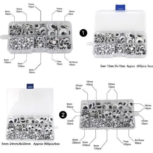 1box/lot 5-15mm/5-24mm Self-adhesive Wobbly Googly Eyes DIY for Clothes Scrapbooking Stuffed Toy Doll Decoration