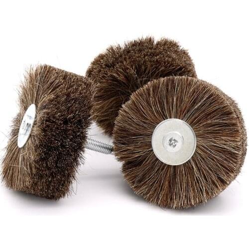 1PCS Shank 6mm Brown Horse Hair Brush Wheel Polishing Grinding Buffing Wheel For Wood Furniture Abrasive Sisal Filament