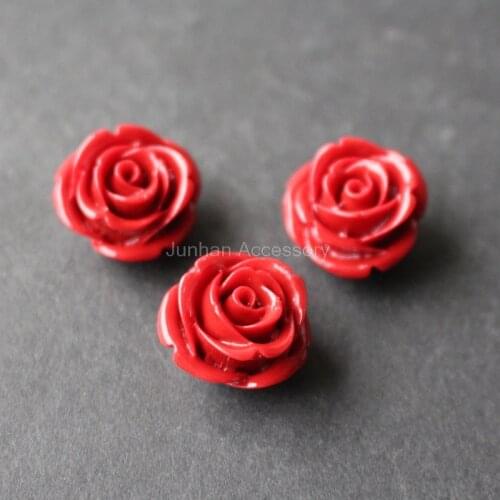 10Pieces 20mm Artificial Coral beads Large Coral flower beads Cabochon Red color for Jewelry making