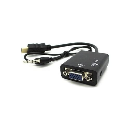 100pcs HDMI Male to VGA Converter Adapter With Audio USB Cable 1080P for PC