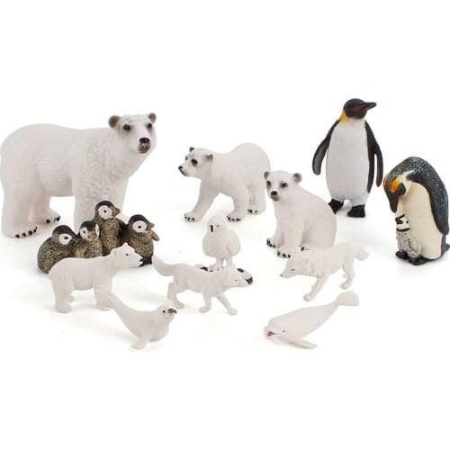 12 Pcs Realistic Polar Animal Figurines Arctic Circle Animal Action Figurines Set Includes Polar Bear Penguin and Whales