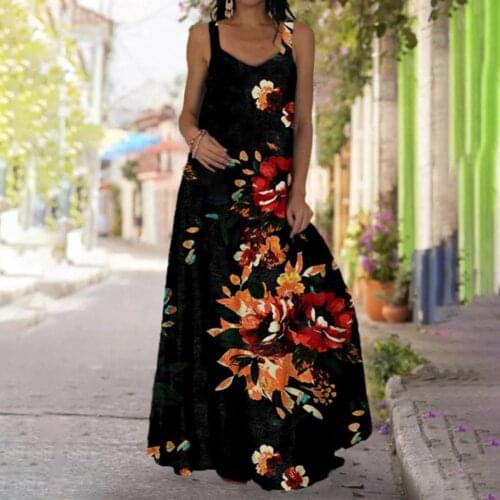 2021 Floral Print Boho Casual Long Dress Summer Clothes For Women V-neck Sexy Off Shoulder Ladies Dresses Plus Size Maxi Dress