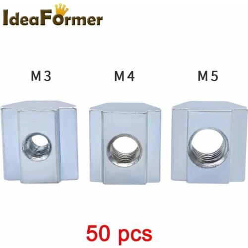 50pcs T Sliding Nut Lock Nuts M3 M4 M5 for 2020 Aluminum Profile Slot 6 Connector Aluminum Accessor 3D Printer Parts