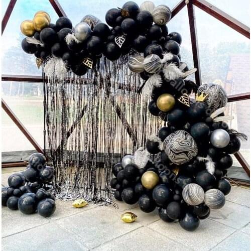 98pcs Matte Balloon Arch Kit Agate Black Balloons Garland Chrome Gold Sliver Globos Wedding Party Decor Baby Shower Supplies
