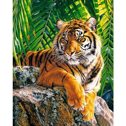 5D DIY Diamond Painting Tiger Cross Stitch Full Diamond Embroidery Animal Mosaic Picture of Rhinestones Home Decorations Gift