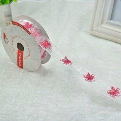 A large number of spot color transparent chiffon yarn supply organza ribbon ribbon gift box packing belt can be processed
