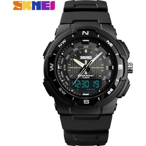 SKMEI Mens Military Sports Watch Man Electronic Led Digital 50M Waterproof Casual Dual Time Display Watch Male Wristwatches