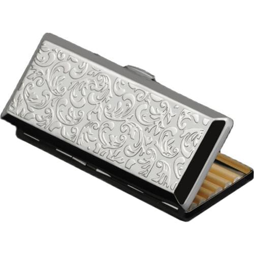 Exquisite Carved Metal Relief Pattern Brass Cigarette Case Box For Slim Regular Cigarettes
