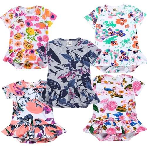 Kids Tales Baby Girl Clothes Bodysuit For Newborns Fashion Romper Dress Cotton Short Sleeve Flowers Jumpsuit for Kids Overalls