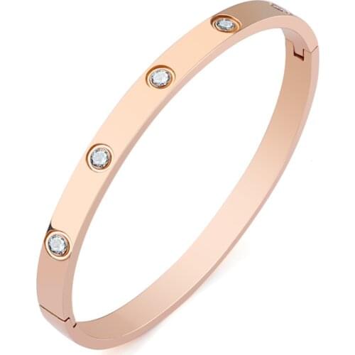 Designer Bracelets Oval Luxury Stainless Steel Opening Rose Gold Zircon Stone Love Bracelet Bangle Women Jewelry Girl Accesories