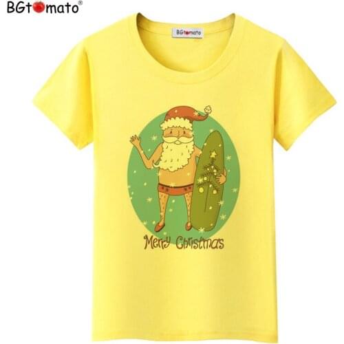 BGtomato T shirt New Christmas cool tshirt women Short sleeve casual clothes relax wearing lovely top tees