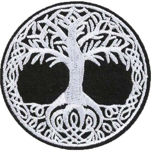 The World Tree Yggdrasil The Tree of Life Gothic Round Embroidered Iron on Patch for Cap Jacket Bag DIY Patch Accessories