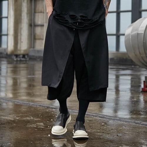 Original daddy pants mens four seasons trendy skirt style dark catwalk mens pants wide-leg pants