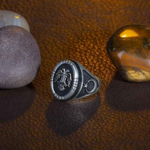Double Birds Men Silver Ring Round Animal Silver Ring 925K Silver Turkish Men Accessories High Quality Ring Men For Gifts