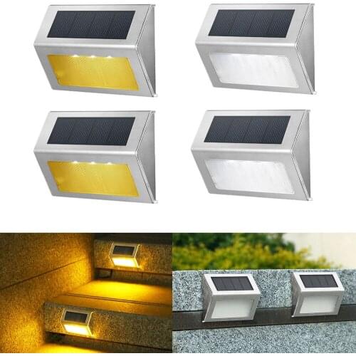 5W 3LED Solar Garden Wall Light Auto On Outdoor Security Lamp IP65 Stainless Steel Street Light 30LM Stick On Stair Step Lamp