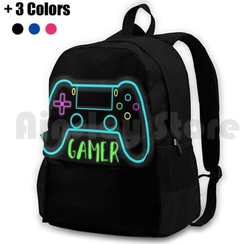 Neon Gamer Controller Neon Colors Outdoor Hiking Backpack Riding Climbing Sports Bag Game Gaming Video Games Christmas Mother