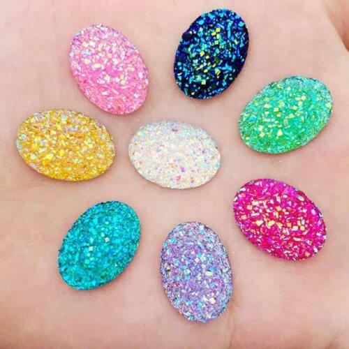 New AB resin 13mm * 18mm oval flat applique/wedding DIY craft - clip thin resin drill 200pcs -E02*5