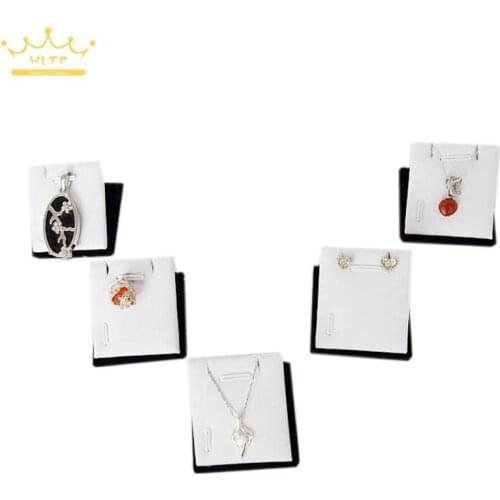 Wholesale 5pcs/Lot Minin Earring Display Pendant Holder White Leather Jewelry Display 4*4CM Earrings Card