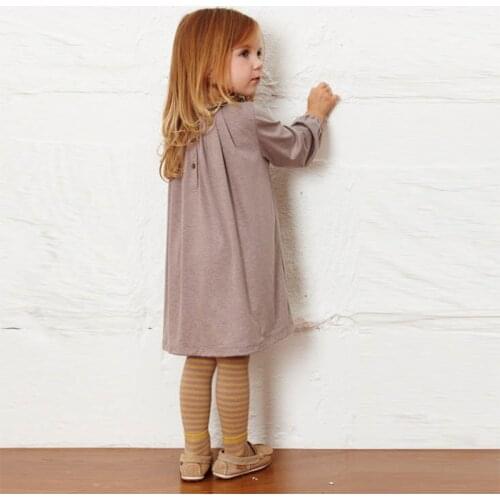 2020 Autumn Toddler Baby Girl Long Sleeve Korean Clothes Casual Girls Dress Floral Collar Cotton Dresses Kids Children Clothing