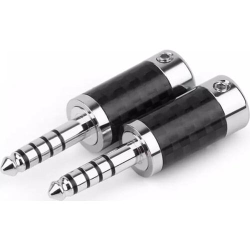 Carbon Fiber Earphone Plug 4.4mm Connector Rhodium Plated 4.4 mm 5 Poles For Headset Audio Jack 6.2mm Wire Metal Adapter Black
