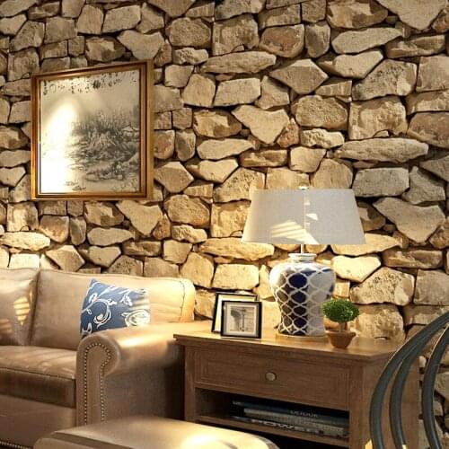 Retro nostalgic personality stone pattern culture stone wallpaper bar hotel coffee shop PVC brick wall paper