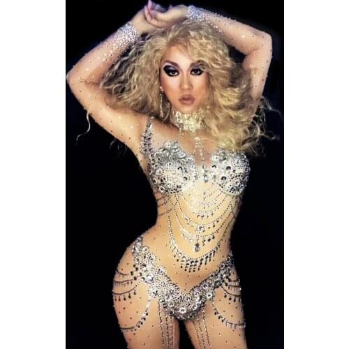 The sexy sparkly crystal stretch bar nightclub party concert singer dancers perform costumes