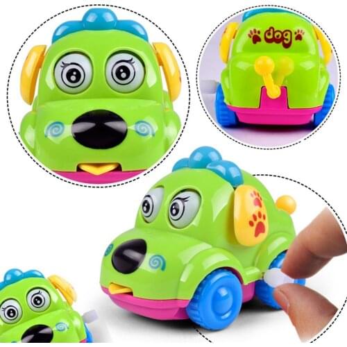 Random 1Pcs Kawaii Lovely Cartoon Animal Dog Toys Running Car Clockwork Toys Classic Toy Newborn Baby Educational Toys