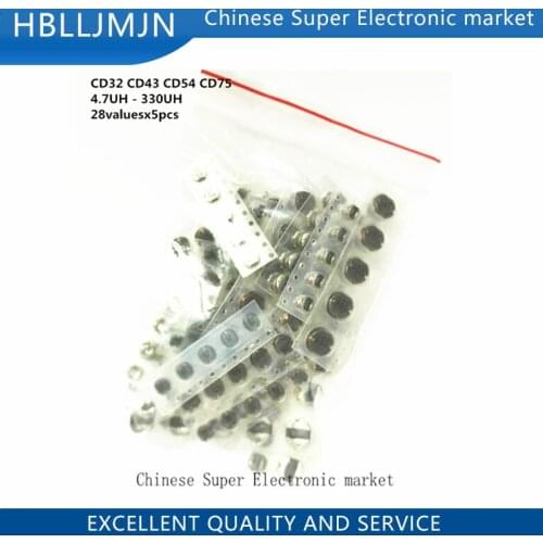 SMD CD32 CD43 CD54 CD75 Power Inductor Assorted Kit 4.7UH - 330UH 28valuesx5pcs=140pcs Power Inductors Pack