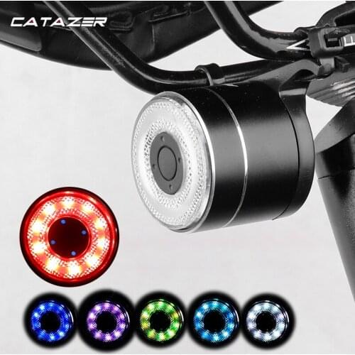 Bike Tail Light 8-50Hrs Aero Round Post Saddle Install 5V 2A USB Charge Power Indication Quick Release 5 Modes Multi Colors