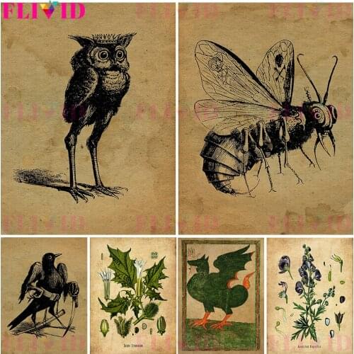 Vintage Birds Plant Religion Datura Wall Art Canvas Painting Nordic Poster Wall Pictures For Living Room Home Decor Unframed