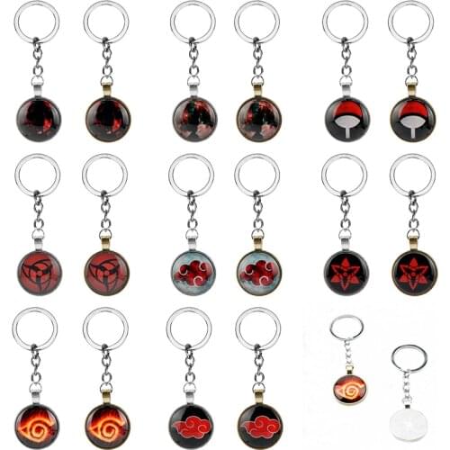 Japan Anime Sharingan Akatsuki Organization Logo Konoha Logo Uchiha Family Emblem Resin Metal Pendant Keychains Keyrings