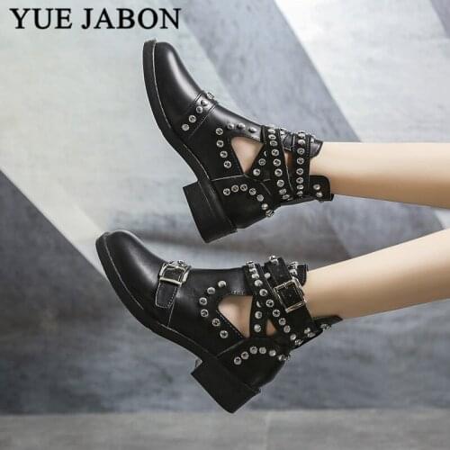 Women Boots Fashion Casual Ladies Shoes Martin Boots PU Leather Buckle Boots Low Heeled Buckle Strap now Shoes For Femme