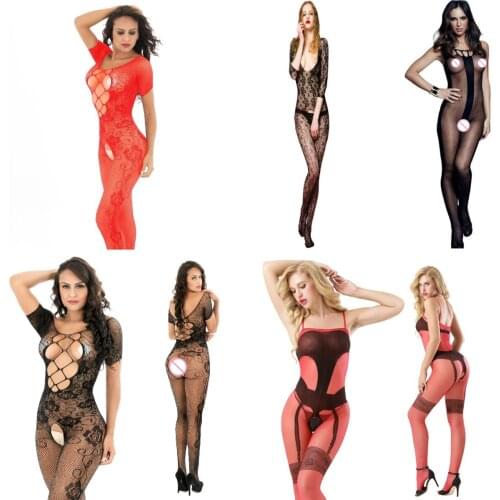 See Through Leotard Open Crotch Sex Catsuit Sexy Lingerie Mesh Transparent Sexi Women Jumpsuit Erotic Underwear Ladies Bodysuit