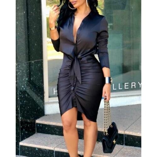2020 Women Summer Neon Satin Lace Up Sexy Bodycon Dress V-Neck Backless Luxury Knotted Elegant Formal Party Outfits Silk Clothes