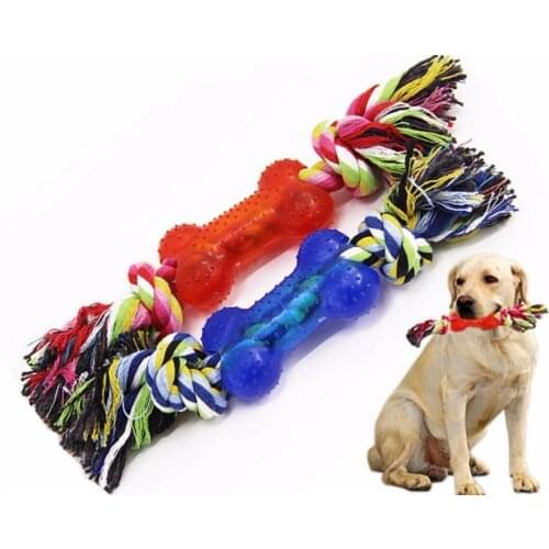 ETHIN Pet dog Cotton rope bite toy bone style Silica gel chew toys Wear and bite resistance dogs grind teeth toys pet product