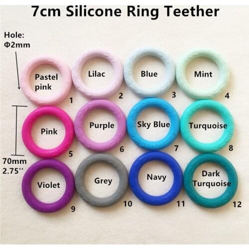 Chenkai 10pcs BPA Free Silicone Round Teether Ring Food Grade DIY Baby Shower Pacifier Dummy Teether Jewelry Toy Accessories