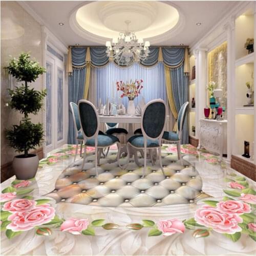 Custom 3D flooring Marble rose wall paper adhesive vinyl flooring waterproof wallpaper Living room bedroom bathroom 3D wallpaper