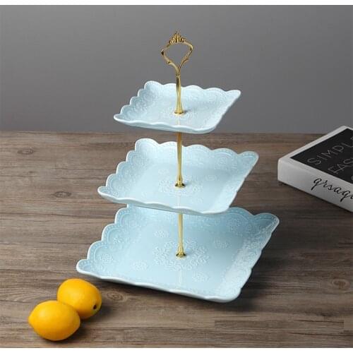3pcs set, color embossed porcelain cake stand, etagere cake party buffet, ceramic 3 tier fruit stand, fruit holder decoration