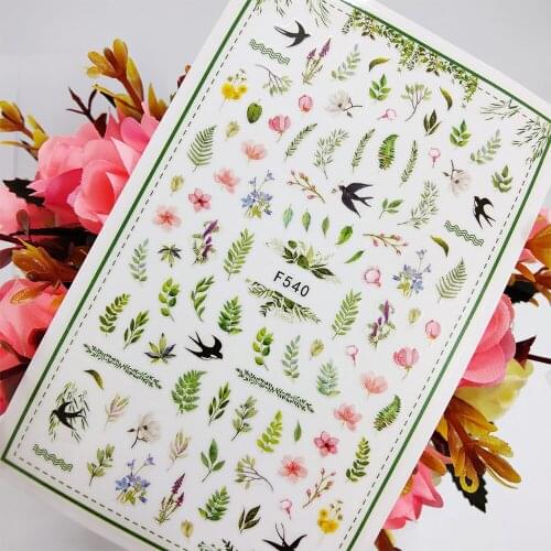 3D Nail Sticker Foil Self Adhesive Design Sliders Beautiful Flowers Birds Leaf Nail Art Decoraciones Manicure Accesorios Tips