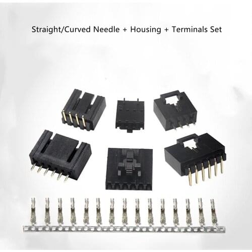 50Set/1LOT MX2.54mm Dupont Connector with Belt Buckle Single Row Straight/Curved Needle + Housing + Terminals 2/3/4/5/6/8/12Pin