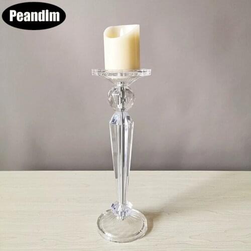 PEANDIM Acrylic Candle Holders Transparent Candlestick Tabletop Candle Stand Wedding Party Candelabra Home Decoration Ornaments