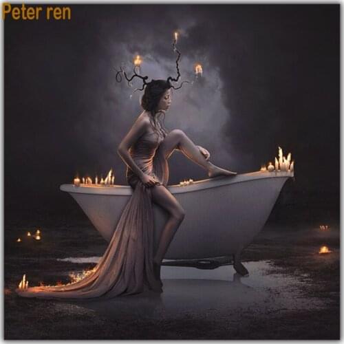 Peter ren 5d Diamond painting cross stitch full mosaic embroidery Picture of Rhinestone for needlework "Candlelight Beauty boat"