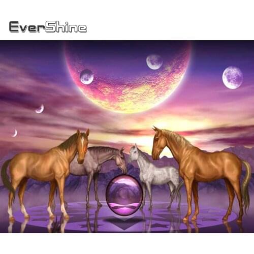Evershine Diamond Mosaic Horse Cross Stitch Animal Diamond Painting Kit Full Square Round Rhinestone Embroidery Sale Home Decor