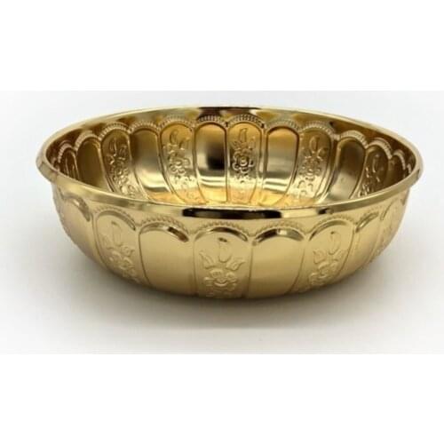Authentic Ottoman Pattern Bath Bowl Handcrafted Metal Golden Yellow 20cm Traditional Turkish Bath Metal Bowl