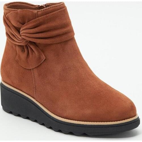 2020 new ladies boots autumn solid color suede wedge heel platform ankle boots fashion women boots platform zipper women shoes