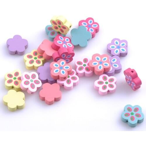 Mixed Flower Wooden Spacer Beads For Jewelry making 19mm 50pcs MT0777