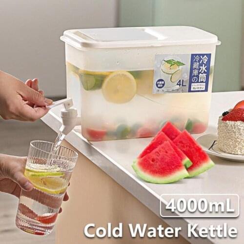 4000ml Cold Water Kettle Household Cold Kettle With Faucet Fruit Teapot Kettle Cool Water Bucket Kitchen Drinkware Kettle Pot