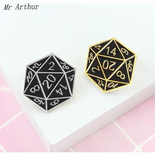 Geometry Cube Enamel Pin 20 Sides Digital Magic Badge Brooch Backpack Clothes Lapel Fashion Art Jewelry Gift for Friends