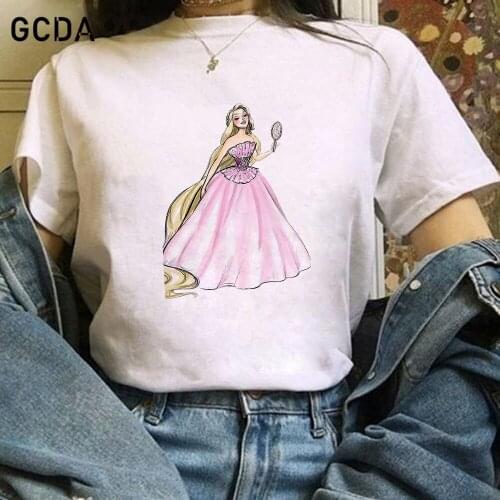 Summer Short Sleeve Fashion Rapunzel Princess Print Lady Tshirts Top T Shirt Women Graphic Female Harajuku Tee T-Shirt